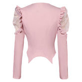 Wicked (2024) Glinda Puff Sleeve Pink Jacket Coat Outfits Cosplay Costume
